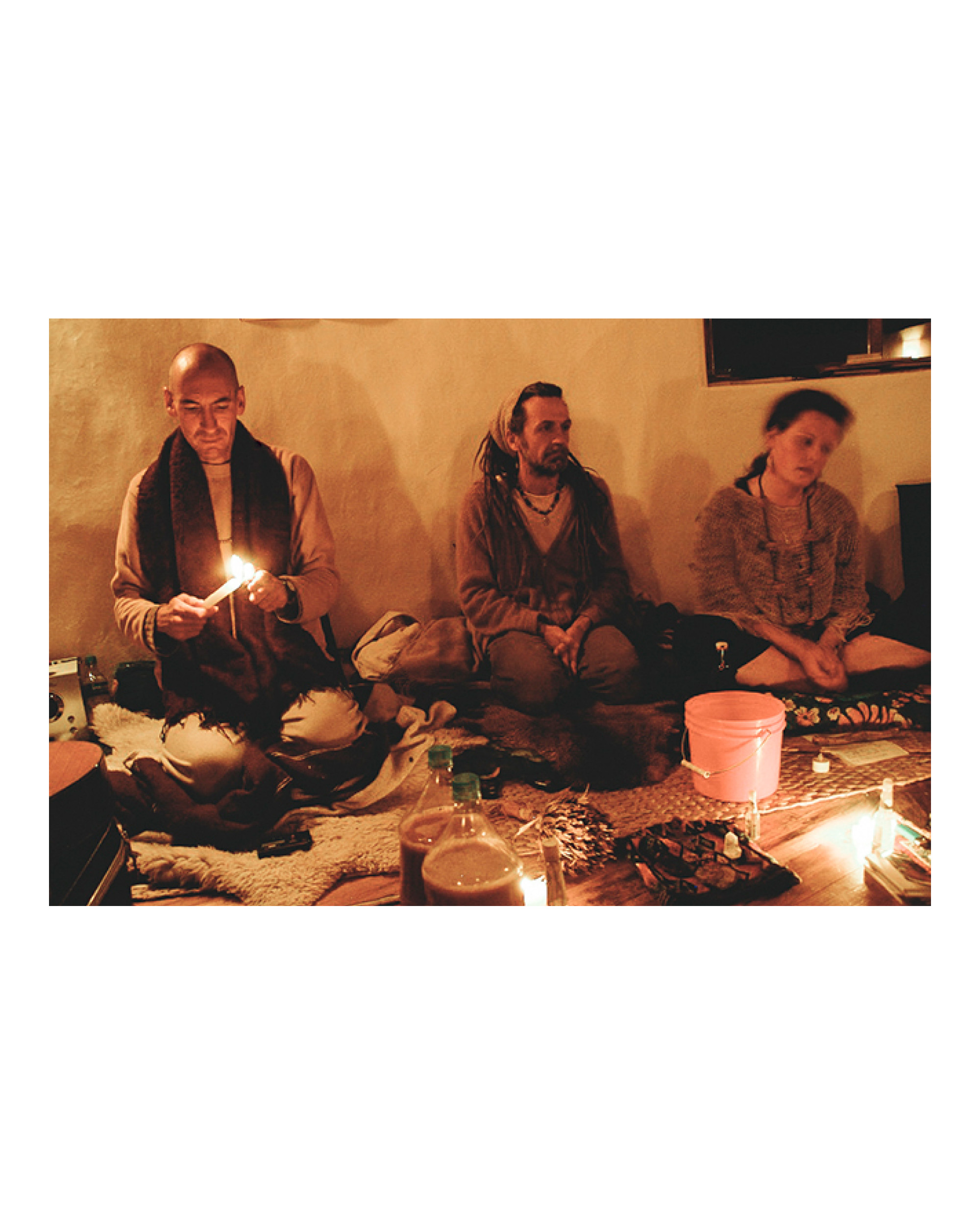 Diego Palma, left, conducting a healing ceremony in Peru.
