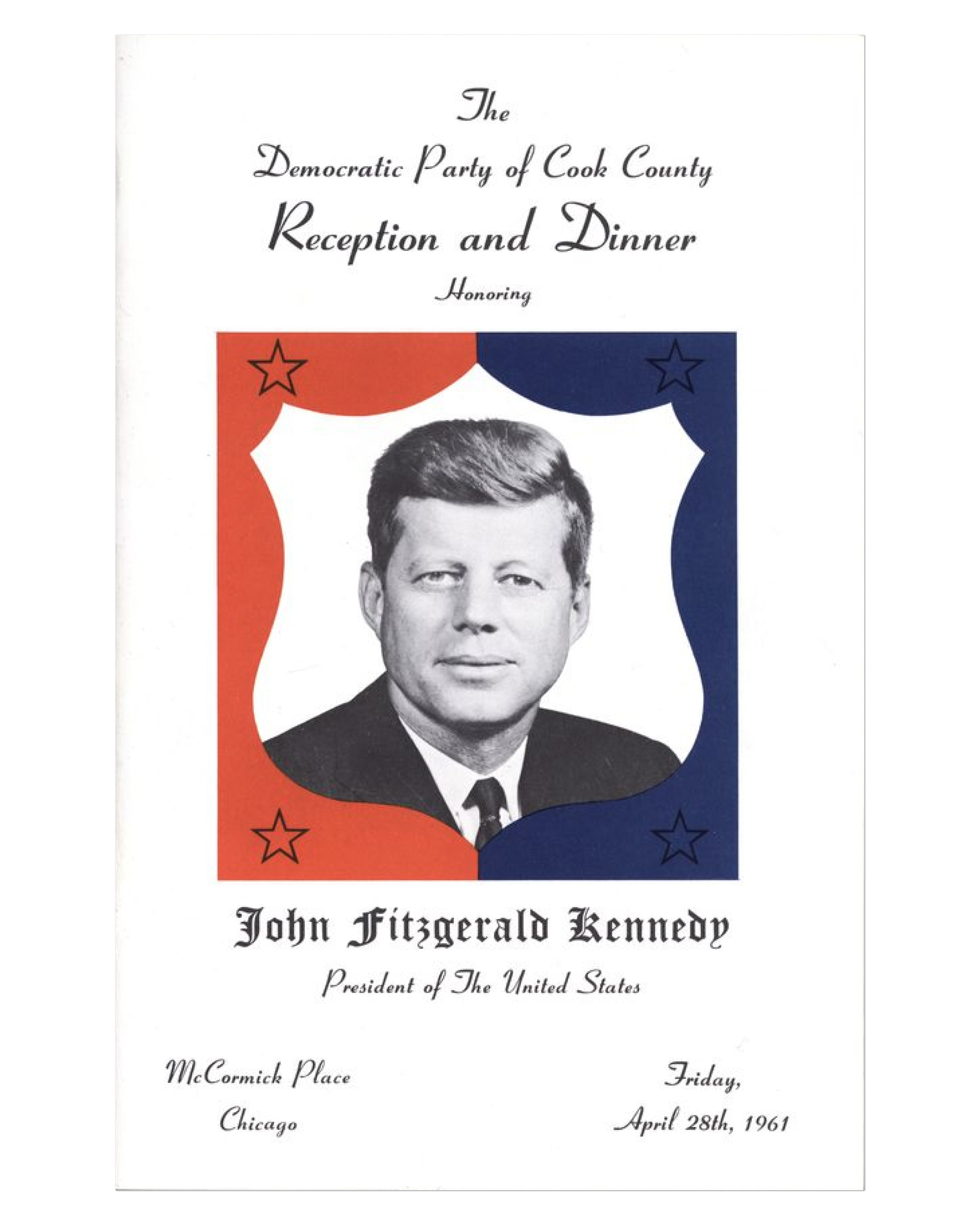An invite to the the Cook County Democratic Party reception, where Abraham first met John F. Kennedy.