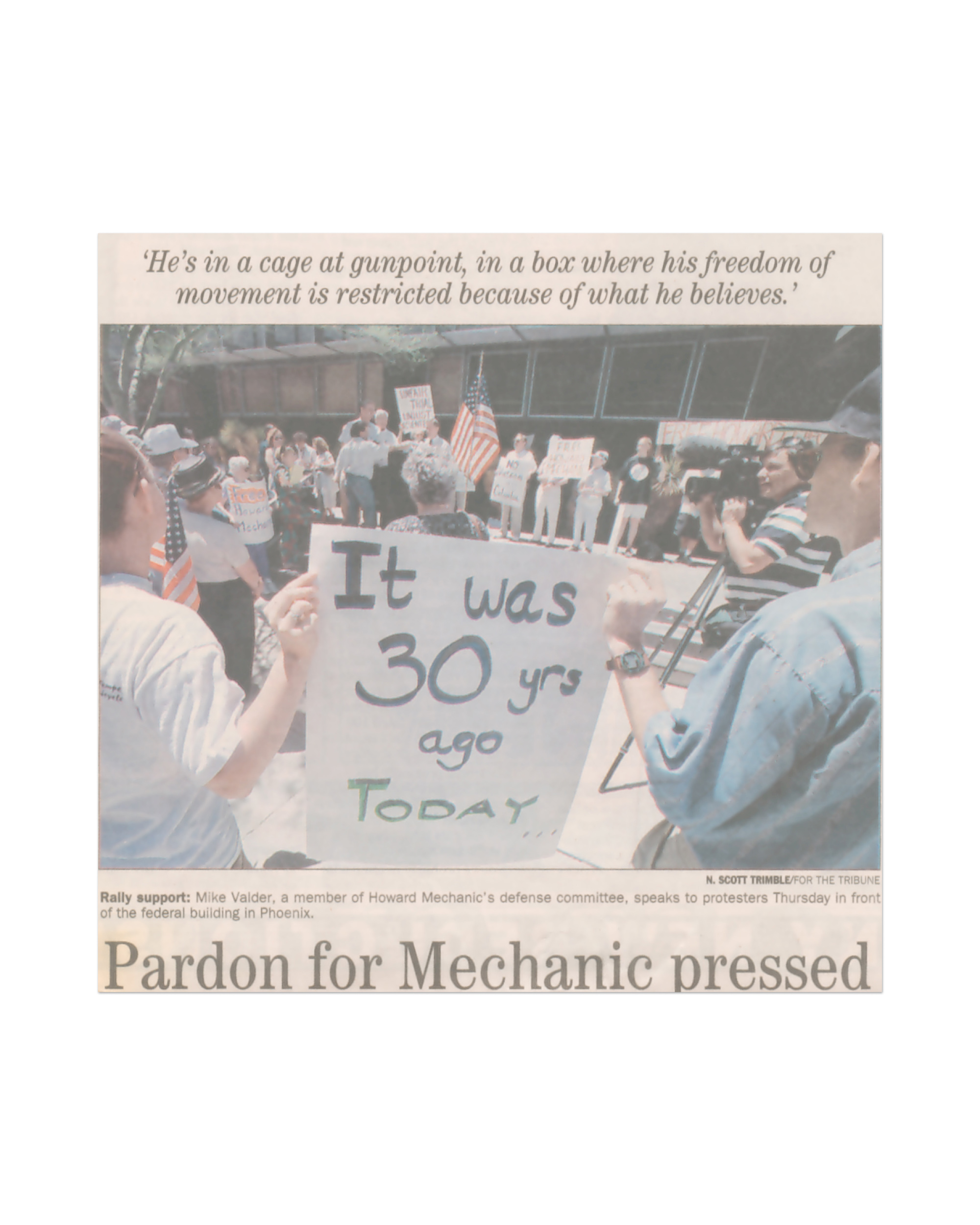 Front page of the Scottsdale Tribune – May 5, 2000.