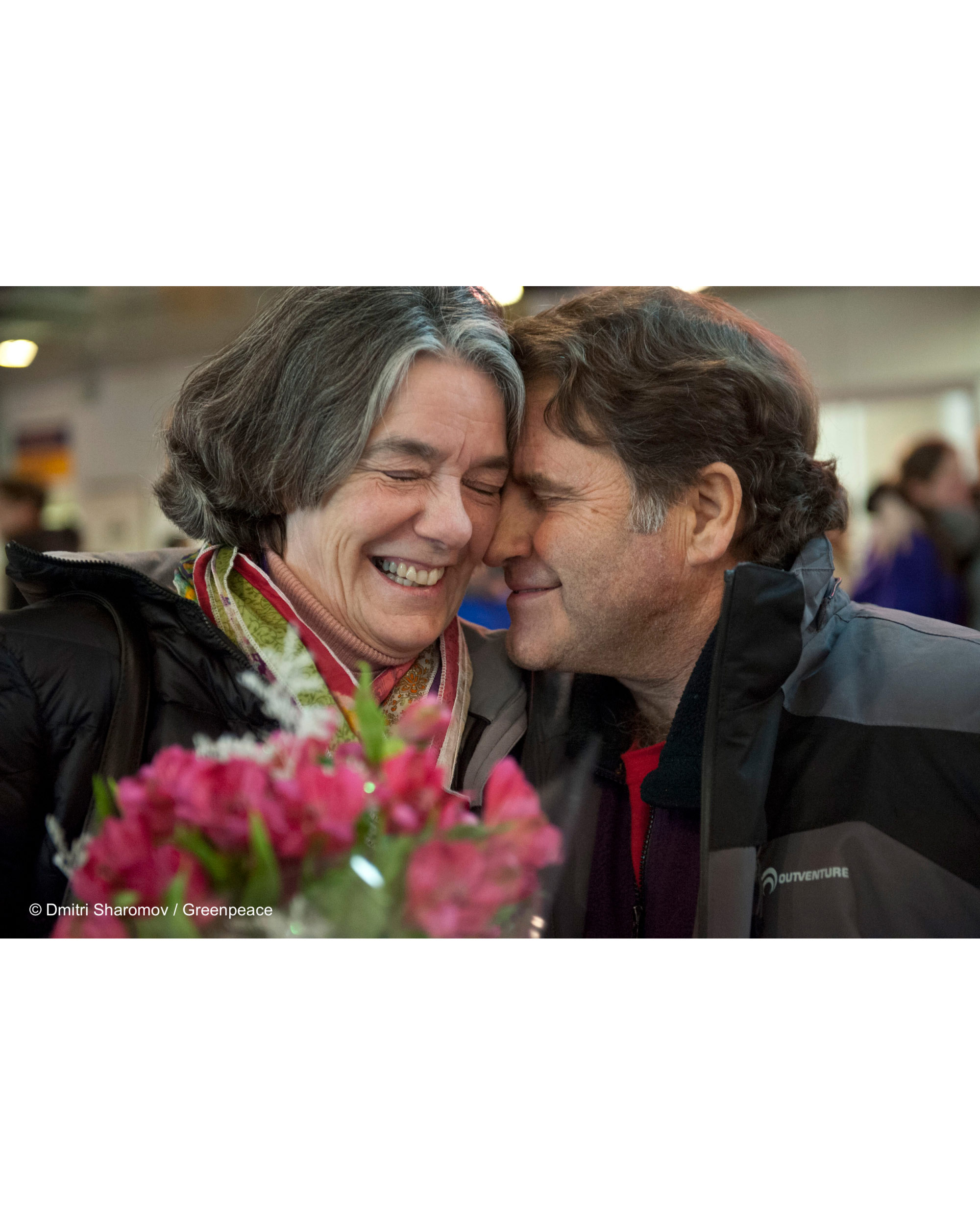 Peter and his wife reunited in St. Petersburg after his release. Image courtesy of Greenpeace.