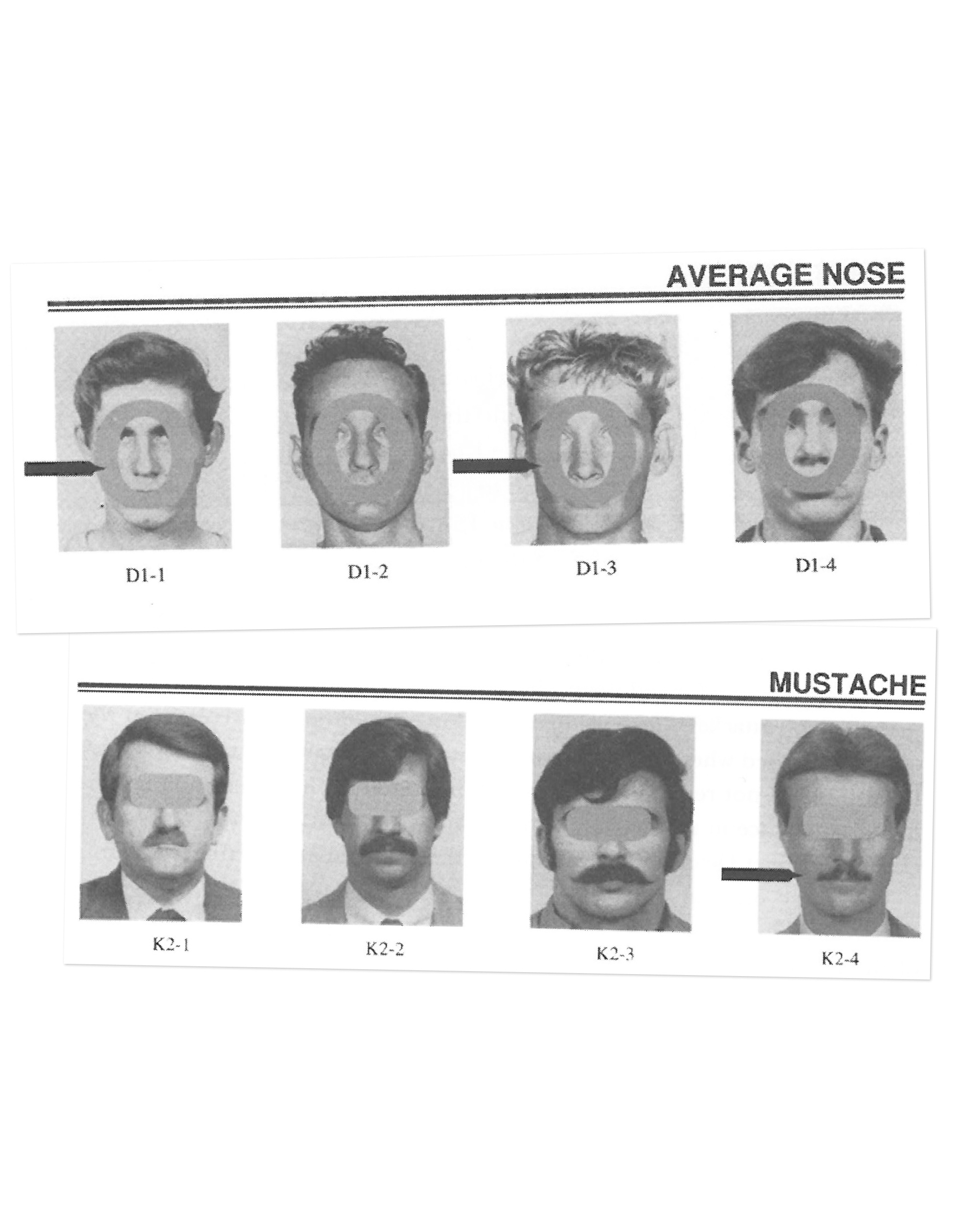 An excerpt from the FBI Facial Identification Catalog. Image courtesy of Lois Gibson.